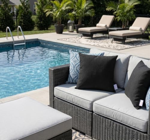 Outdoor/Indoor Sunbrella Throw Pillows Square Set of 2 Pieces 16 inch x 16 inch Spectrum Carbon - Cover Only, Insert Not Included - Image 4