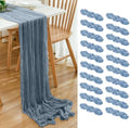 20 Pack Dusty Blue Cheesecloth Table Runner 17x108 Inch Boho Wrinkled Sheer Gauze Cheese Cloth Table Runner Bulk Romantic Decor for Wedding, Bridal Shower, Birthday Party by Dspoot
