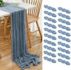 20 Pack Dusty Blue Cheesecloth Table Runner 17x108 Inch Boho Wrinkled Sheer Gauze Cheese Cloth Table Runner Bulk Romantic Decor for Wedding, Bridal Shower, Birthday Party by Dspoot