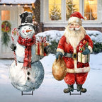 Bunny Chorus Christmas Decorations Outdoor, 2pcs Large Rustic Santa Claus Snowman Yard Metal Stakes Xmas Decor, 37" Vintage Winter Signs for Lawn Front Door Garden Home Farmhouse Porch Outside - Image 4