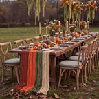 6 Pcs Fall Thanksgiving Cheesecloth Table Runners 118" Boho Gauze - Image 3