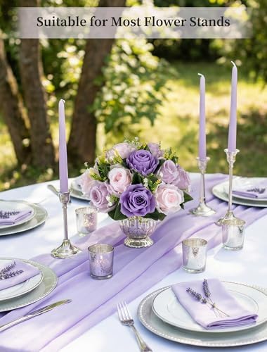 BLOSMON Wedding Flower Centerpieces for Tables: 6 Pcs Pink Purple Roses - Image 3