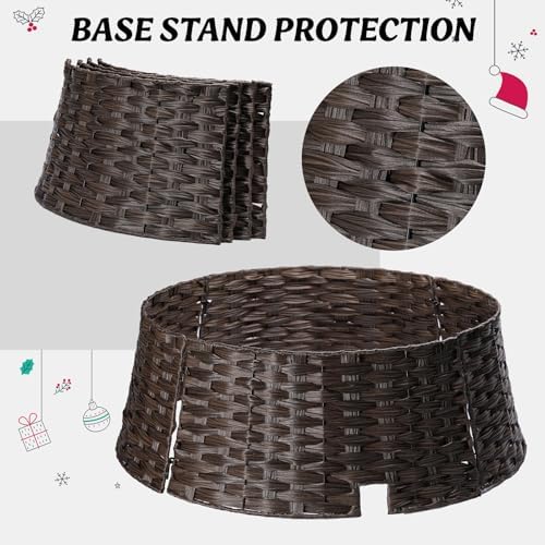28" Christmas Tree Collar for Pencil Trees with 24Pcs Velvet Christmas Tree Bows,Cord Cut-Out, Basket Tree Skirt Collar Stand for 4.5-9 ft Artificial Trees - Image 6