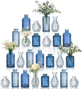 Hewory Small Bud Vases Bulk: 25Pcs Multi Blue Flower Vases for Centerpieces by Hewory
