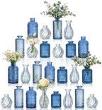 Hewory Small Bud Vases Bulk: 25Pcs Multi Blue Flower Vases for Centerpieces by Hewory