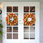 24 Inch Tulip Summer Wreath for Front Door Spring Silk Wreath with Green Leaves Artificial Tulip Flower Wreaths for All Seasons Farmhouse Porch Wall Living Room Home Widding Decor - Image 4