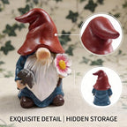 Hide a Key Outside Garden Gnomes Key Hider, 8 Inch Funny Dwarf Statue with Hidden Safe Secret Compartment, Waterproof Lock Box for Spare Keys, Outdoor Yard Patio Lawn Decor - Image 4