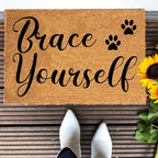 Funny Coir Doormat Brace Yourself Welcome Front Porch Decor Mat for The Entrance Way Outside Personalized Rug with Heavy-Duty Non Slip Outdoor Coconut Doormats Pets Lover Gift 23.6 x 15.7inch - Image 4