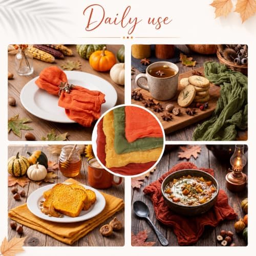 Mixweer 100 Pcs Gauze Cheesecloth Napkins 19.7 x 19.7 Inch, Fall - Image 5