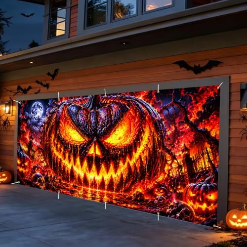 Halloween Garage Door Banner 7x16ft, Gothic Evil Pumpkin Monster - Image 6