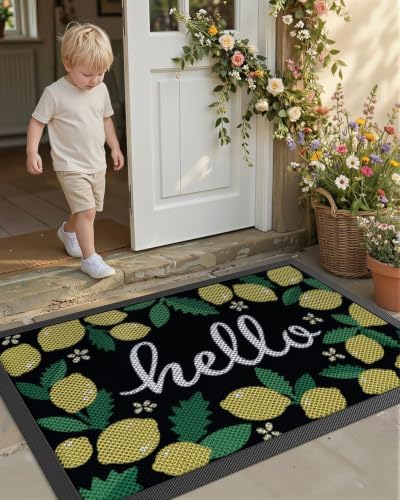 Color&Geometry Outside Welcome Front Door Mat, 24"x36" Lemon Lime - Image 5