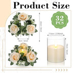 Yunlly 32 Pcs Rose Candle Rings with Candles Sets, Champagne - Image 2