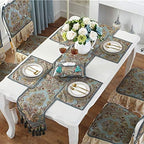 vctops Vintage Luxury Jacquard Damask Floral Table Runners Tea Table Decoration with Multi-Tassels 13"x89" Blue - Image 3