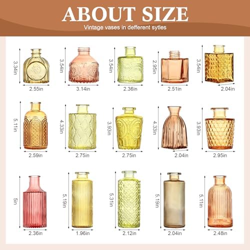 15 Pcs Colored Bud Vases Set, Baby Shower Decorations, Wedding Table Decor - Image 3