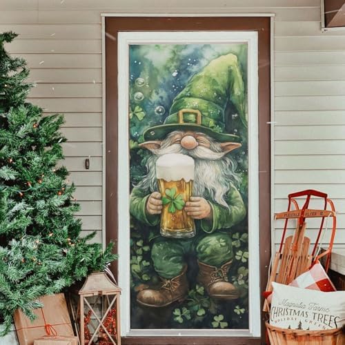 Gnome Beer St Patrick's Day Door Cover Decoration, Party Accessory Porch Decor for Festive Ornament Room Door Covers 35 x 79 Inch - Image 6