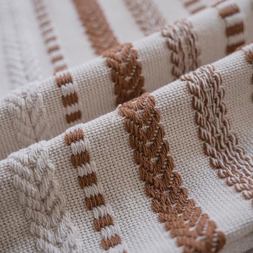 Cethom Brown Boho Lumbar Pillow Covers 14x36 Long, Stripe Textured Decorative Couch Pillow Cases for Bed, Sofa, Living Room, Bedroom, Farmhouse Home Accent Cushion Covers, Pack of 1 - Image 5