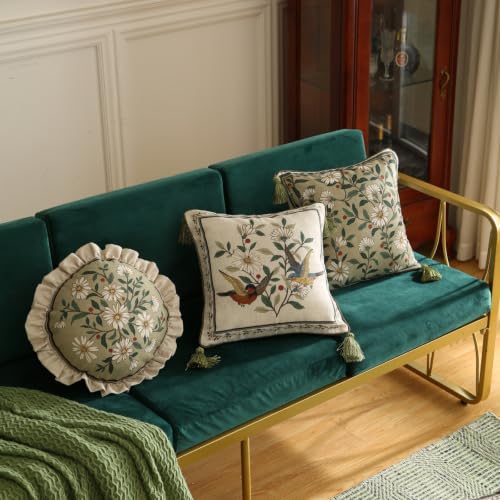 ISAENNE Designer Linen Square Throw Pillow Cover,Set of 2,18"x18"-Brune B - Image 4