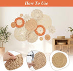 13 Pcs Boho Wall Basket Decor Woven Rattan Flat Baskets Handmade Boho Wicker Bamboo Seagrass Wall Hanging Decor for Bedroom Living Room Dining Room Office Ready to Hang (Plain) - Image 7