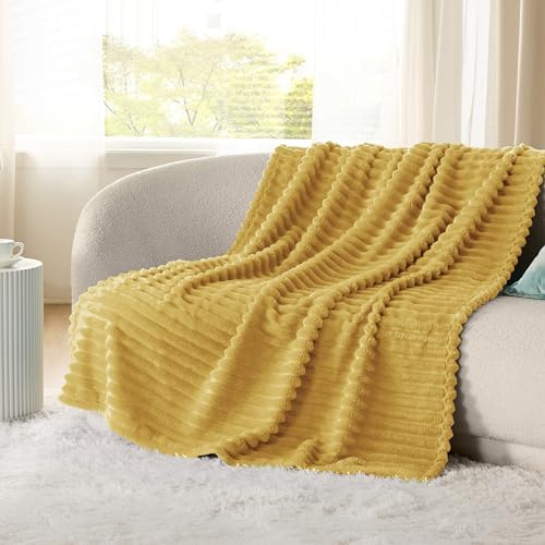 Bedsure Soft Twin Blanket for Bed Decor Gifts Yellow 60"x80" - Image 3