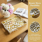 White & Gold Glitter Abstract Serving Tray with Handles, 15.8”x11.7”x1.6” Rectangular Decor Tray – Multipurpose for Breakfast in Bed, Bathroom Vanity, Living Room & Entertaining - Image 2