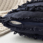 MIULEE Boho Linen Striped Euro Throw Pillow Covers 22x22, Navy Blue - Image 3
