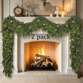 2 Pcs 9Ft Christmas Cedar Garland with Lights Christmas Decorations, Real Touch Soft Lush Green Pine Cedar Garland for Mantel Front Door Porch Fireplace Stairs Table Outdoor Indoor Holiday Home Decor by Unknown
