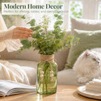 TBWIND Vintage Glass Flower Vase, 6PCS Farmhouse Green Mason Jar Vases - Image 5