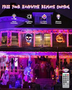 2Packs 380 LED Halloween Lights, Each 125FT String Lights 8 Lighting Modes & Timer Memory, Outside Waterproof Strings Lights for Trees Gardens Yard Holiday Decorations, Purple and Orange - Image 3