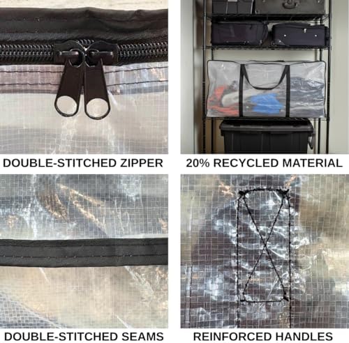 68.5 GAL 2 Pack XXL Jumbo Extra Large Heavy Duty Stronger Handles Storage Bags Moving Totes Zippered Reusable Wrap Around Handle Storage Totes (Translucent/Semi-Transparent) - Image 6