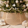 26in Rattan Christmas Tree Collar Woven Tree Skirt Collar Beige by Unknown