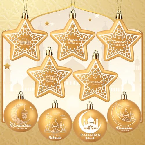 36 Pcs Eid Al Adha Decorations Eid Mubarak Decorations Ramadan Hanging Gold Moon Ornaments Plastic Star Ramadan Islamic Decor for Home Window Islamic Muslim Tree Party Decor - Image 3