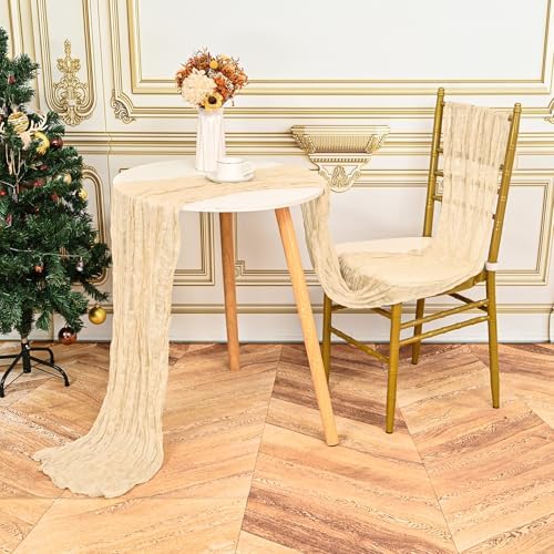 24 Pack Beige 10Ft Cheesecloth Table Runner - Image 5