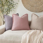 Foindtower Decorative Linen Fringe Throw Pillow Covers 22×22 Inch,Rose Pink - Image 5