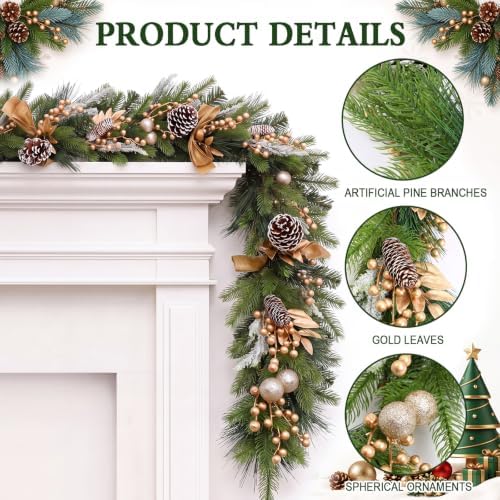 Riceshoot 6ft Christmas Garland for Mantle, Silver Sequin Artificial Pine - Image 3