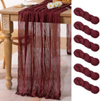 Burgundy Cheesecloth Table Runner Fall Dinning Runner for Christmas, 6 Pack by MLMC