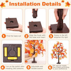 2 Pack 24 Inch Maple Tree Fall Thanksgiving Table Decorations with 48LED Battery Operated Lighted Tabletop Artificial Tree with Pumpkin Acorn Maple Fall Decor Thanksgiving Centerpieces Indoor for Home - Image 4