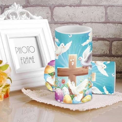 Cross Eggs Flameless Candles with Remote and Timer LED Candles Flickering Battery Operated Fake Candle for Home Easter Bedroom Living Room Dining Room Table Decor Set of 2 - Image 4