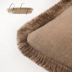 Foindtower Decorative Linen Fringe Throw Pillow Covers 26×26 Khaki Brown - Image 3