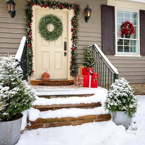Norfolk Pine Christmas Wreath for Front Door Decoration, 26 in - Image 6