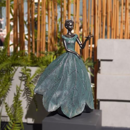 Guichifun Fairy Statue, Leaf Angel Girls with Dragonfly, 12 x 8.5 x 18 - Image 2