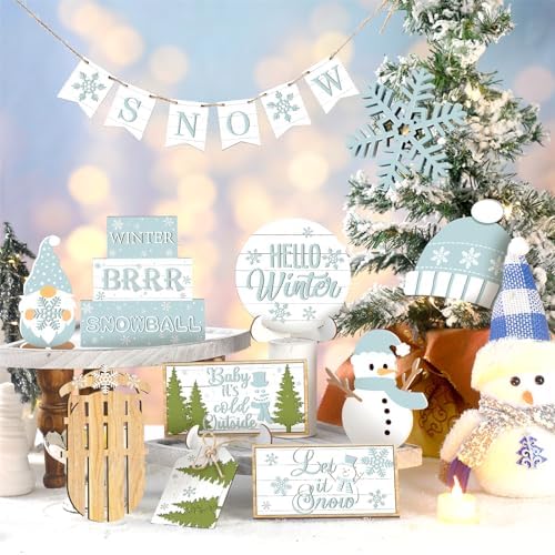 14 Pcs Halloween Tiered Tray Decor Set, Gnome Wood Table Signs (Popular Style) - Image 6