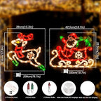 50L Lighted Christmas Sculpture,Including: Deer x1,Santa and Sleigh x1， for Holiday Indoor and Outdoor Wall Door Christmas Window Decorate - Image 4