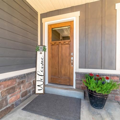 Welcome Sign for Front Porch Standing 45"X9" Large Outdoor Decor Rustic Vertical Leaner Wood Frame Porch Tall Welcome Signs for Farmhouse Outside Front Door Decorations (Wood White) - Image 6
