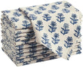 Mindsoft Set of 12 Floral Cloth Napkins Blue Linen Cloth Napkins by Mindsoft