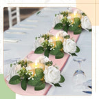 Yunlly 32 Pcs Rose Candle Rings with Candles Sets, White - Image 6
