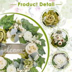 Wreaths for Front Door Decor Artificial Flower, 20" Peony Floral - Image 4
