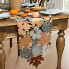 KEVA Fall Table Runner 108inches Long, Autumn Maple Leaves Velvet Table Runner 14x108 inch for Thanksgiving Kitchen Table Decoration, Harvest Embroidered Table Decoration - Image 7