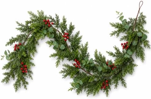 9FT Artificial Christmas Garland with Berries and Eucalyptus by LumeZynSens