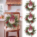 Riceshoot 12" Small Christmas Wreath for Chair Mini Cabinet Wreath with Bow by Zuqqaaoor