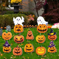 Amyhill 12 Pcs Halloween Pumpkin Ghost Yard Signs with Witch Hats Outdoor by Amyhill